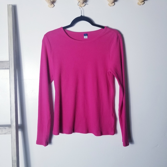OLD NAVY HOT PINK RIBBED LONG SLEEVE SHIRT SIZE LARGE - Picture 1 of 11